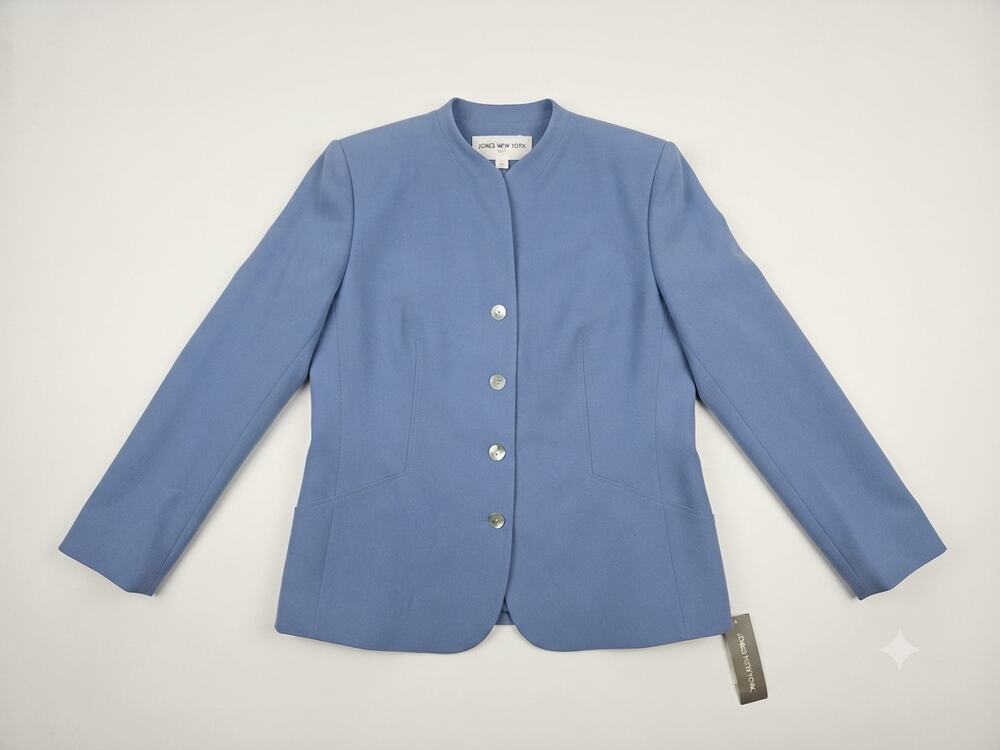 Vintage Y2K Jones New York Suit Jacket 16 Slate Blue Minimalist Career Classic